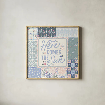 Blooming Spring III by Laura Marshall. Shown in a natural wood glass frame for a timeless modern aesthetic. Available as an archival giclee rolled canvas, fine art paper, or poster print. SKU 97458a.