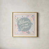 Blooming Spring VI by Laura Marshall. Shown in a natural wood glass frame for a timeless modern aesthetic. Available as an archival giclee rolled canvas, fine art paper, or poster print. SKU 97461a.