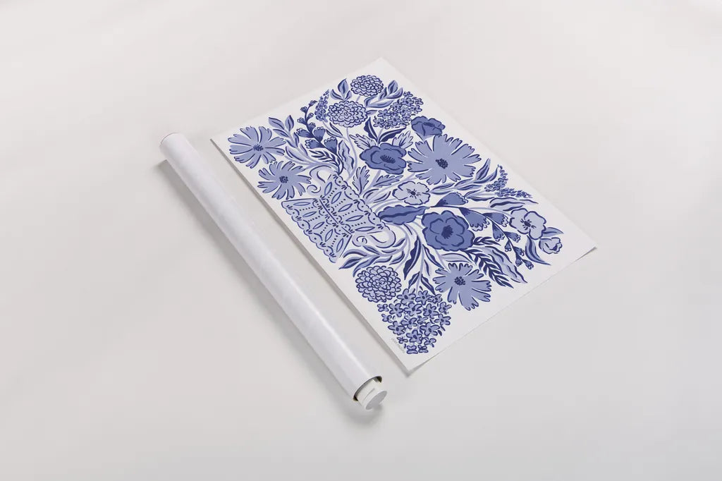 Blue Reverie I by Laura Marshall. shown as a rolled paper print. Available as archival giclee rolled canvas, fine art paper, or poster print. SKU 96782i.