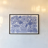 Blue Reverie I by Laura Marshall. shown as a paper print in a black flame. Available as a archival giclee rolled canvas, fine art paper, or poster print. SKU 96782i.