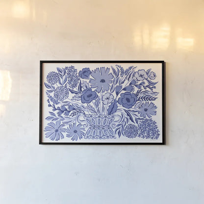 Blue Reverie I by Laura Marshall. shown as a paper print in a black flame. Available as a archival giclee rolled canvas, fine art paper, or poster print. SKU 96782i.