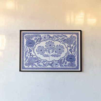 Blue Reverie IV by Laura Marshall. shown as a paper print in a black flame. Available as a archival giclee rolled canvas, fine art paper, or poster print. SKU 96785i.