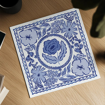 Blue Reverie V by Laura Marshall. Shown as a detailed flat fine art print, highlighting archival giclee quality. Available as an archival giclee rolled canvas, fine art paper, or poster print. SKU 96786a.