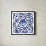 Blue Reverie V by Laura Marshall. Shown in a sleek black glass frame for a contemporary gallery look. Available as an archival giclee rolled canvas, fine art paper, or poster print. SKU 96786a.