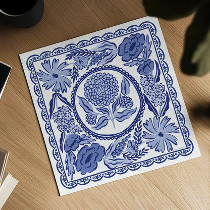 Blue Reverie VI by Laura Marshall. Shown as a detailed flat fine art print, highlighting archival giclee quality. Available as an archival giclee rolled canvas, fine art paper, or poster print. SKU 96787a.