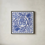Blue Reverie VI by Laura Marshall. Shown in a sleek black glass frame for a contemporary gallery look. Available as an archival giclee rolled canvas, fine art paper, or poster print. SKU 96787a.