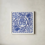 Blue Reverie VI by Laura Marshall. Shown in a crisp white glass frame for a clean and minimalist style. Available as an archival giclee rolled canvas, fine art paper, or poster print. SKU 96787a.