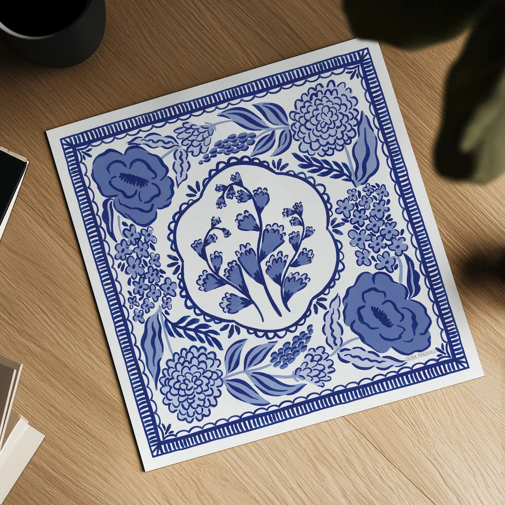 Blue Reverie VIII by Laura Marshall. Shown as a detailed flat fine art print, highlighting archival giclee quality. Available as an archival giclee rolled canvas, fine art paper, or poster print. SKU 96789a.