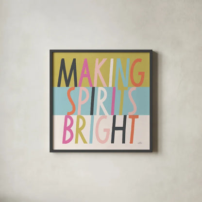 Bright Christmas Wishes I by Laura Marshall. Shown in a sleek black glass frame for a contemporary gallery look. Available as an archival giclee rolled canvas, fine art paper, or poster print. SKU 65937a.