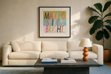 Bright Christmas Wishes I by Laura Marshall. Displayed in a glass frame with matte in a clean modern living room. Available as an archival giclee rolled canvas, fine art paper, or poster print. SKU 65937a.