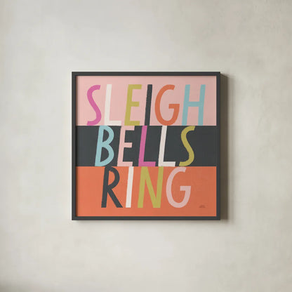 Bright Christmas Wishes II by Laura Marshall. Shown in a sleek black glass frame for a contemporary gallery look. Available as an archival giclee rolled canvas, fine art paper, or poster print. SKU 65938a.