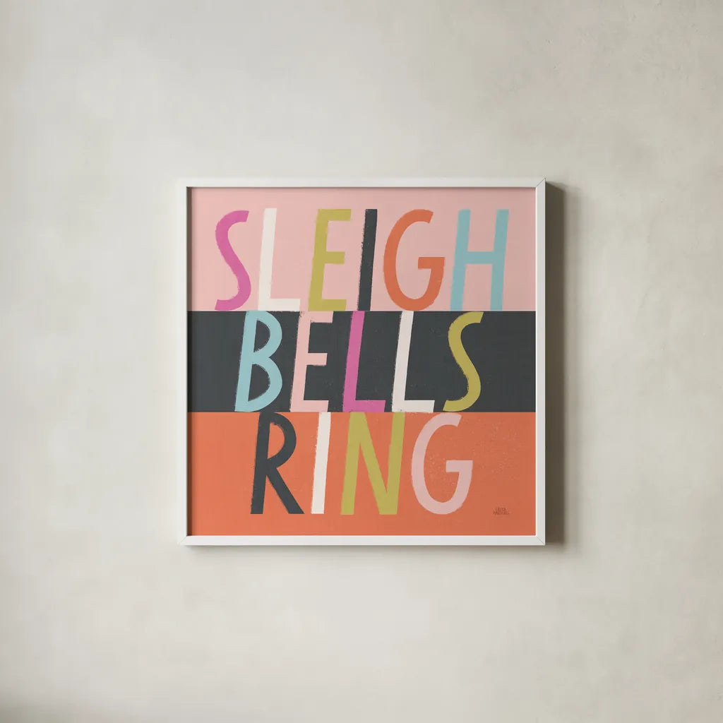 Bright Christmas Wishes II by Laura Marshall. Shown in a crisp white glass frame for a clean and minimalist style. Available as an archival giclee rolled canvas, fine art paper, or poster print. SKU 65938a.