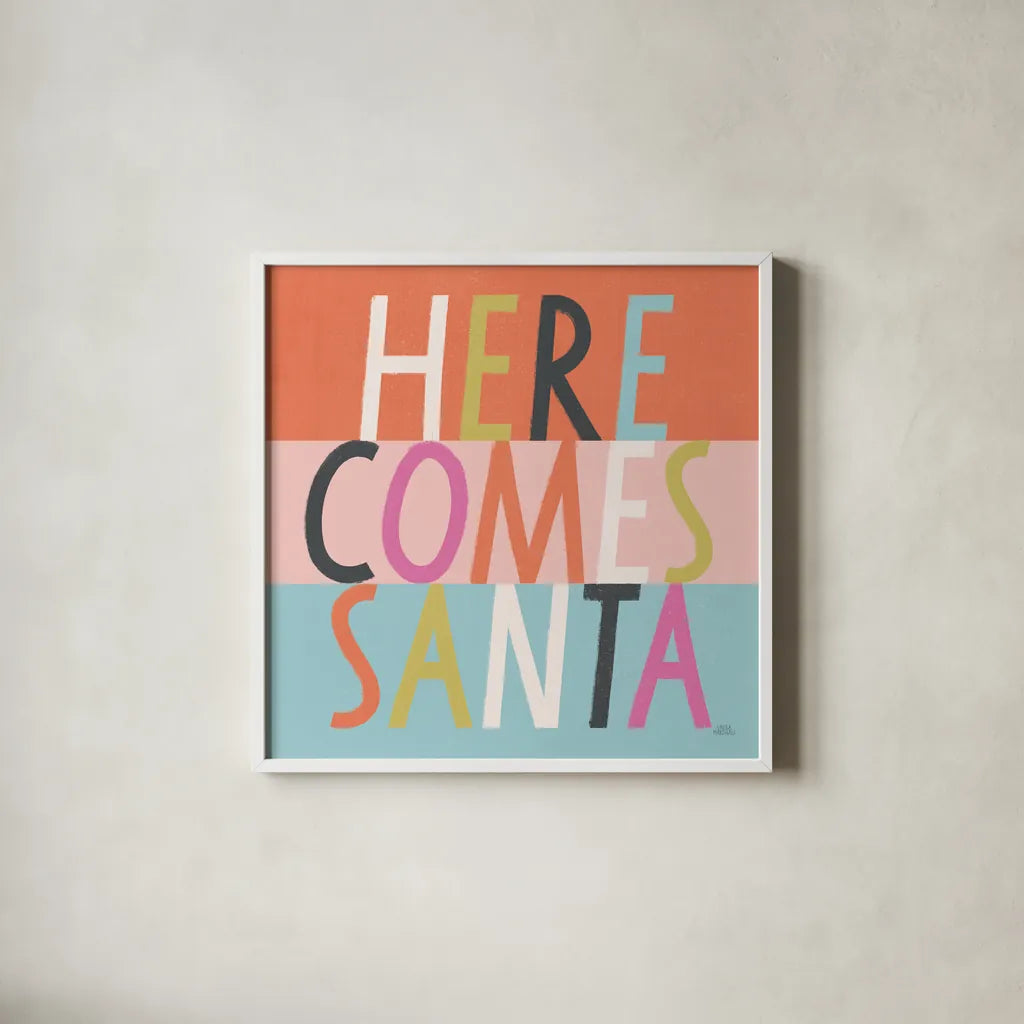 Bright Christmas Wishes III by Laura Marshall. Shown in a crisp white glass frame for a clean and minimalist style. Available as an archival giclee rolled canvas, fine art paper, or poster print. SKU 65939a.