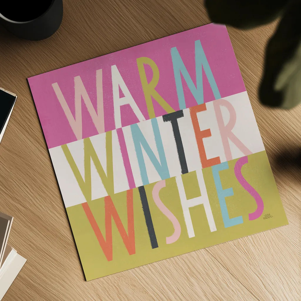 Bright Christmas Wishes IV by Laura Marshall. Shown as a detailed flat fine art print, highlighting archival giclee quality. Available as an archival giclee rolled canvas, fine art paper, or poster print. SKU 65940a.