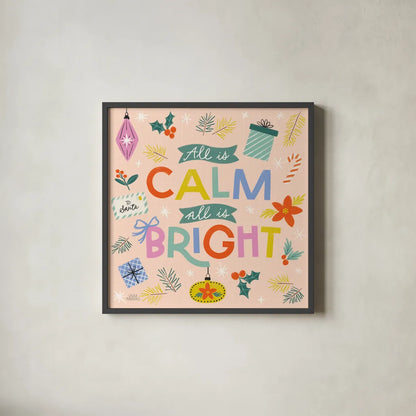 Bright Tidings II by Laura Marshall. Shown in a sleek black glass frame for a contemporary gallery look. Available as an archival giclee rolled canvas, fine art paper, or poster print. SKU 101739a.