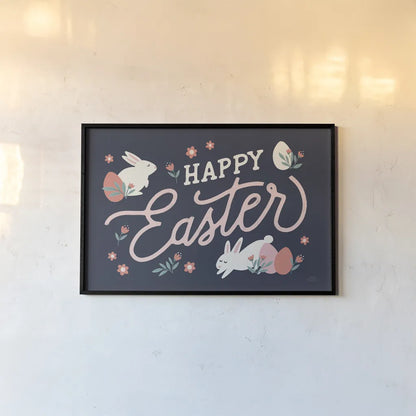 Bunny Kisses I by Laura Marshall. shown as a paper print in a black flame. Available as a archival giclee rolled canvas, fine art paper, or poster print. SKU 72164i.