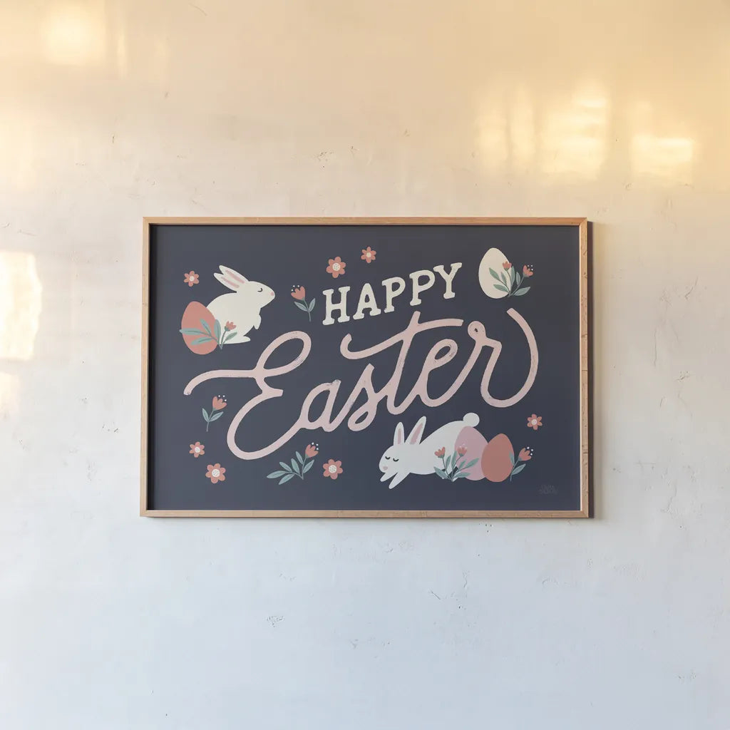 Bunny Kisses I by Laura Marshall. shown as a paper print in a natural frame. Available as a archival giclee rolled canvas, fine art paper, or poster print. SKU 72164i.