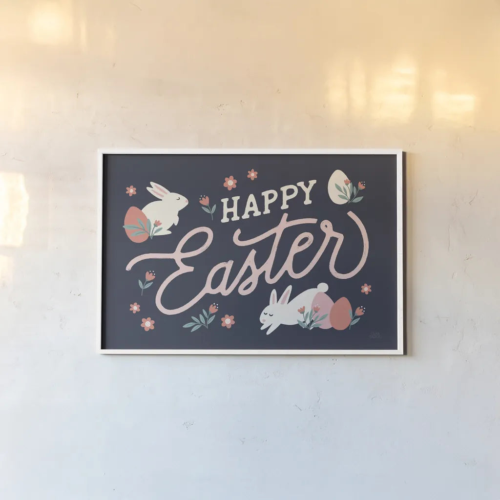 Bunny Kisses I by Laura Marshall. shown as a paper print in a white frame. Available as a archival giclee rolled canvas, fine art paper, or poster print. SKU 72164i.