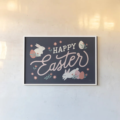 Bunny Kisses I by Laura Marshall. shown as a paper print in a white frame. Available as a archival giclee rolled canvas, fine art paper, or poster print. SKU 72164i.