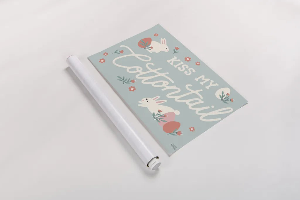 Bunny Kisses I v2 by Laura Marshall. shown as a rolled paper print. Available as archival giclee rolled canvas, fine art paper, or poster print. SKU 97390i.