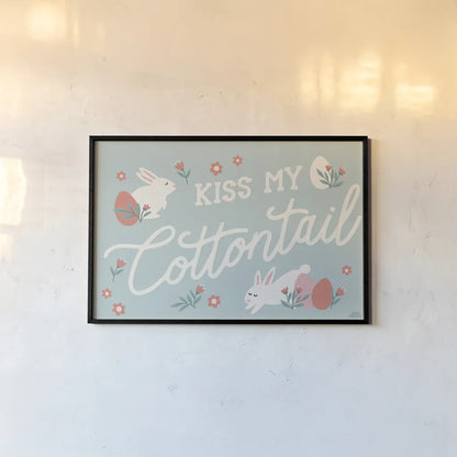 Bunny Kisses I v2 by Laura Marshall. shown as a paper print in a black flame. Available as a archival giclee rolled canvas, fine art paper, or poster print. SKU 97390i.