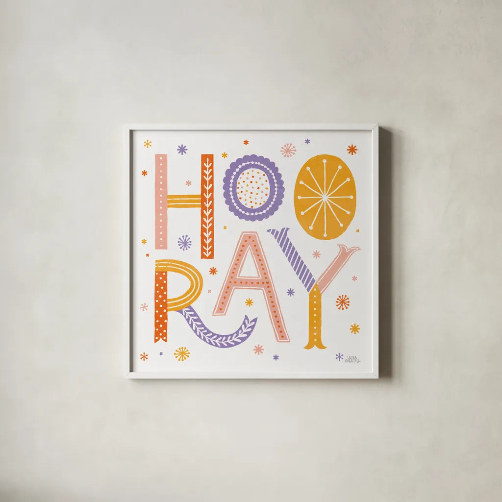 Celebrations I by Laura Marshall. Shown in a crisp white glass frame for a clean and minimalist style. Available as an archival giclee rolled canvas, fine art paper, or poster print. SKU 85347a.