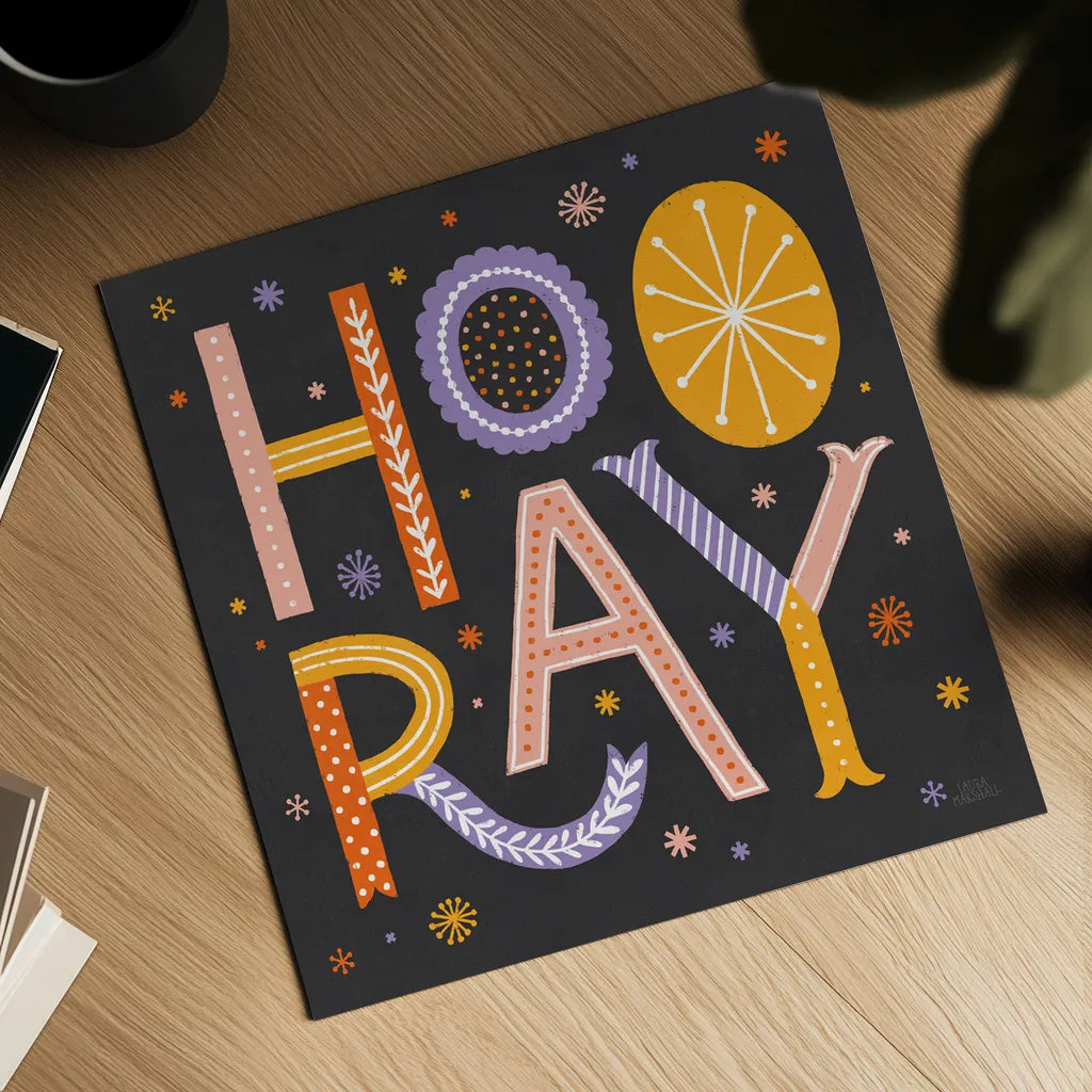 Celebrations I Dark by Laura Marshall. Shown as a detailed flat fine art print, highlighting archival giclee quality. Available as an archival giclee rolled canvas, fine art paper, or poster print. SKU 85353a.