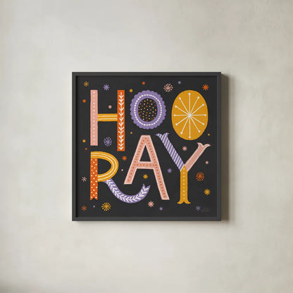 Celebrations I Dark by Laura Marshall. Shown in a sleek black glass frame for a contemporary gallery look. Available as an archival giclee rolled canvas, fine art paper, or poster print. SKU 85353a.