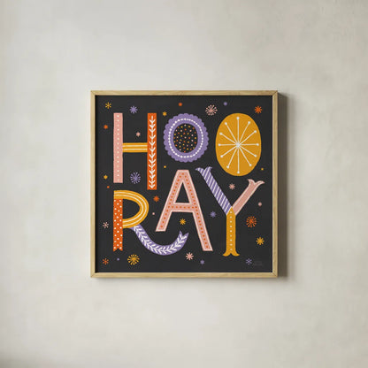 Celebrations I Dark by Laura Marshall. Shown in a natural wood glass frame for a timeless modern aesthetic. Available as an archival giclee rolled canvas, fine art paper, or poster print. SKU 85353a.