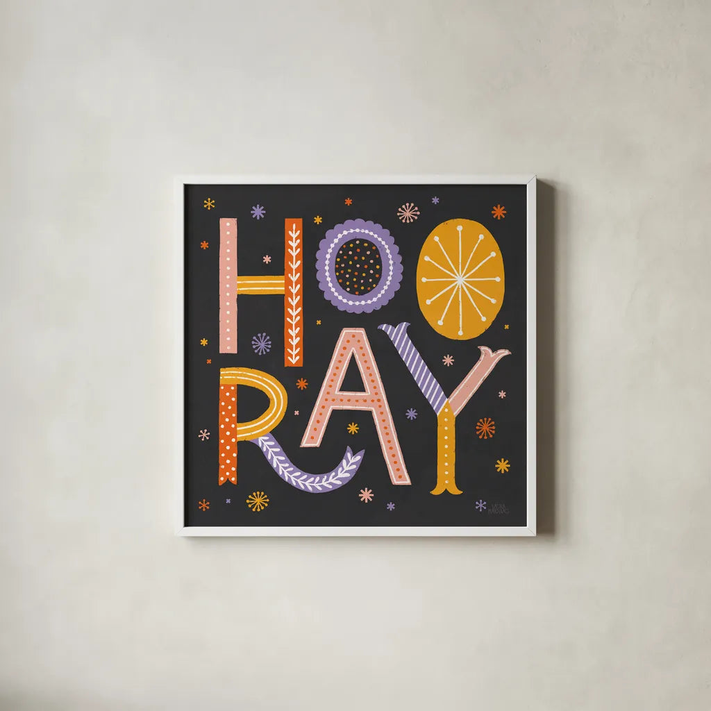 Celebrations I Dark by Laura Marshall. Shown in a crisp white glass frame for a clean and minimalist style. Available as an archival giclee rolled canvas, fine art paper, or poster print. SKU 85353a.