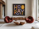 Celebrations I Dark by Laura Marshall. Shown as extra-large giant wall art in a modern living room. Available as an archival giclee rolled canvas, fine art paper, or poster print. SKU 85353a.