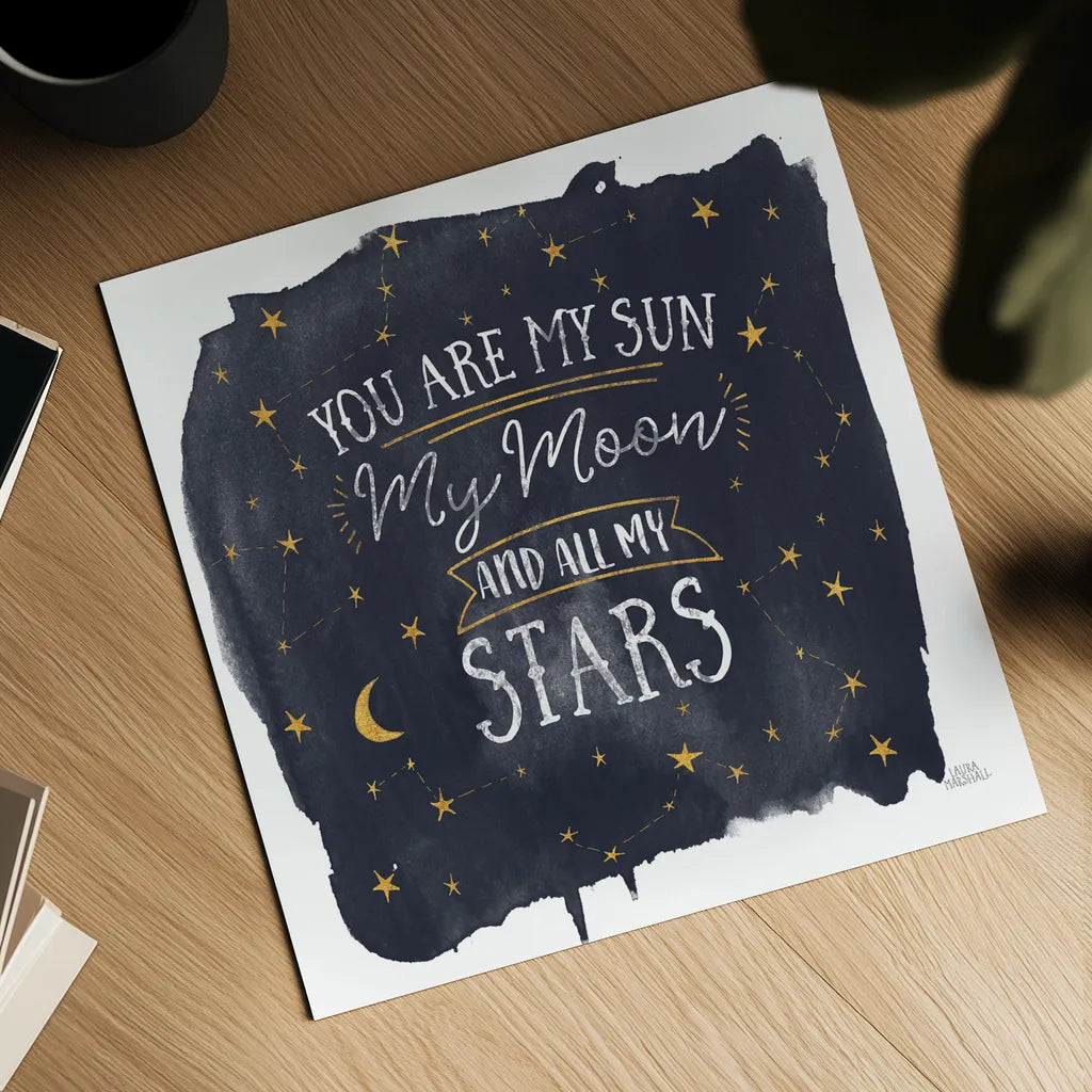 Celestial Love IV Sq by Laura Marshall. Shown as a detailed flat fine art print, highlighting archival giclee quality. Available as an archival giclee rolled canvas, fine art paper, or poster print. SKU 55622a.