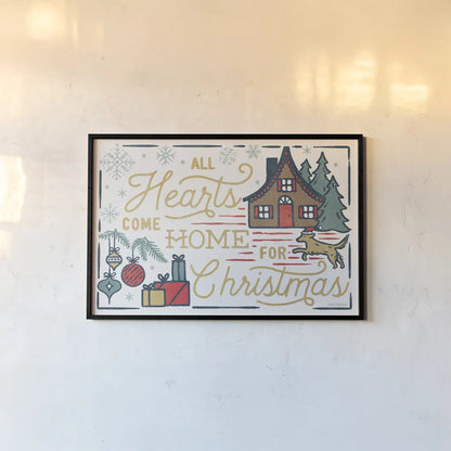 Christmas Adventures I by Laura Marshall. shown as a paper print in a black flame. Available as a archival giclee rolled canvas, fine art paper, or poster print. SKU 60093i.