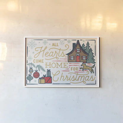 Christmas Adventures I by Laura Marshall. shown as a paper print in a white frame. Available as a archival giclee rolled canvas, fine art paper, or poster print. SKU 60093i.