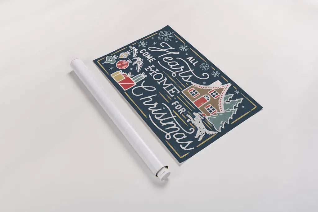 Christmas Adventures I Dark by Laura Marshall. shown as a rolled paper print. Available as archival giclee rolled canvas, fine art paper, or poster print. SKU 60100i.