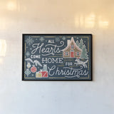 Christmas Adventures I Dark by Laura Marshall. shown as a paper print in a black flame. Available as a archival giclee rolled canvas, fine art paper, or poster print. SKU 60100i.