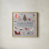 Christmas Cheer I by Laura Marshall. Shown in a natural wood glass frame for a timeless modern aesthetic. Available as an archival giclee rolled canvas, fine art paper, or poster print. SKU 38765a.