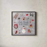 Christmas Cheer II by Laura Marshall. Shown in a sleek black glass frame for a contemporary gallery look. Available as an archival giclee rolled canvas, fine art paper, or poster print. SKU 38766a.