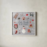 Christmas Cheer II by Laura Marshall. Shown in a crisp white glass frame for a clean and minimalist style. Available as an archival giclee rolled canvas, fine art paper, or poster print. SKU 38766a.
