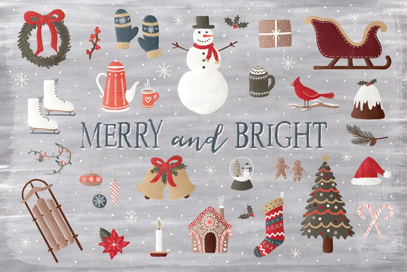 Christmas Cheer III by Laura Marshall. SKU 38767i. Archival Giclee Fine art print for wall decor.