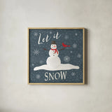 Christmas Cheer IV Let it Snow by Laura Marshall. Shown in a natural wood glass frame for a timeless modern aesthetic. Available as an archival giclee rolled canvas, fine art paper, or poster print. SKU 65638a.