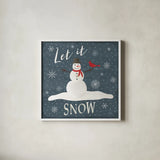 Christmas Cheer IV Let it Snow by Laura Marshall. Shown in a crisp white glass frame for a clean and minimalist style. Available as an archival giclee rolled canvas, fine art paper, or poster print. SKU 65638a.