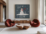 Christmas Cheer IV Let it Snow by Laura Marshall. Shown as extra-large giant wall art in a modern living room. Available as an archival giclee rolled canvas, fine art paper, or poster print. SKU 65638a.