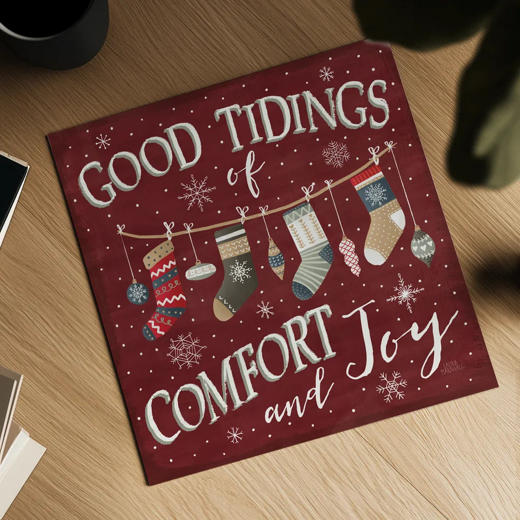 Christmas Cheer VI by Laura Marshall. Shown as a detailed flat fine art print, highlighting archival giclee quality. Available as an archival giclee rolled canvas, fine art paper, or poster print. SKU 38770a.