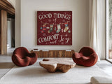 Christmas Cheer VI by Laura Marshall. Shown as extra-large giant wall art in a modern living room. Available as an archival giclee rolled canvas, fine art paper, or poster print. SKU 38770a.