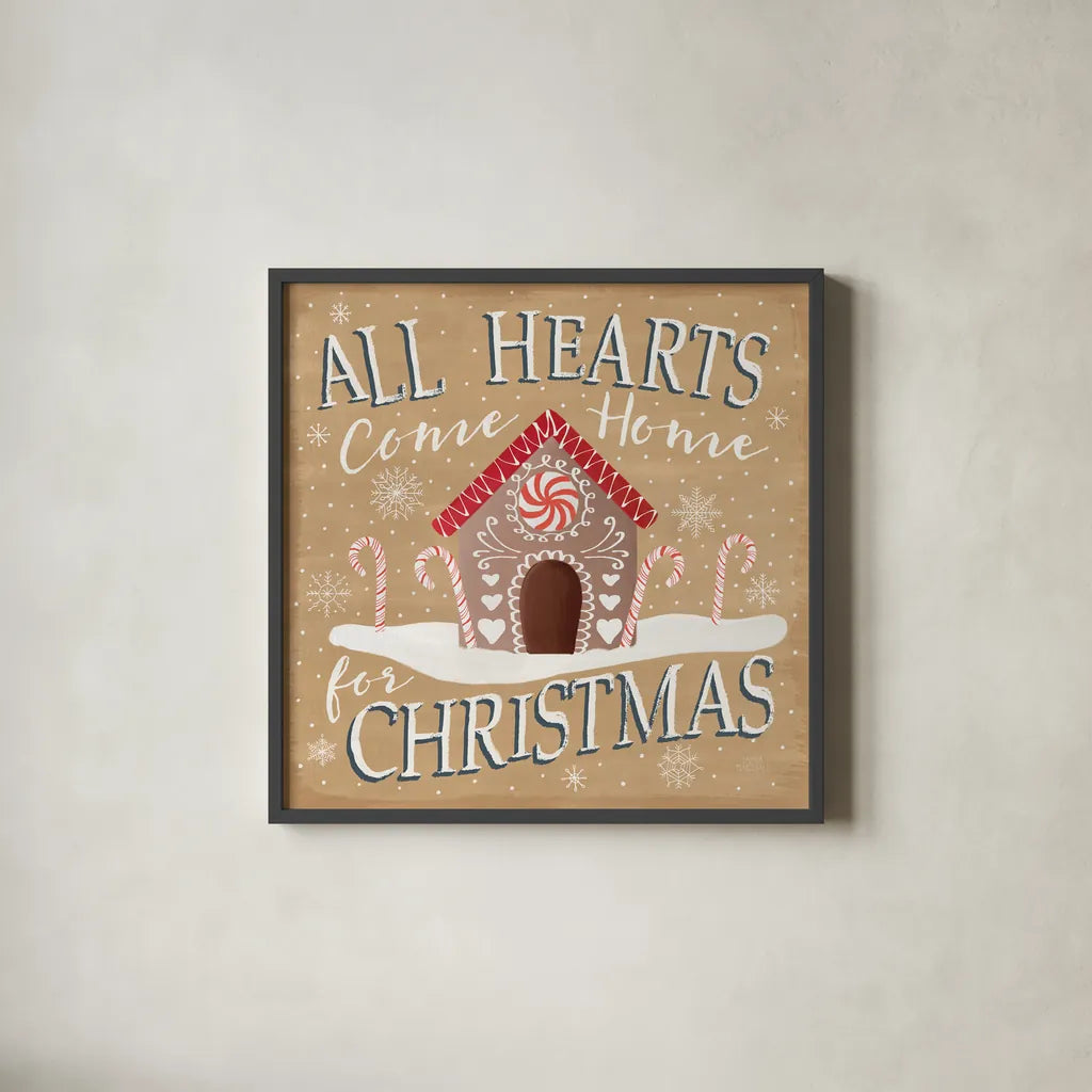 Christmas Cheer VII by Laura Marshall. Shown in a sleek black glass frame for a contemporary gallery look. Available as an archival giclee rolled canvas, fine art paper, or poster print. SKU 38771a.