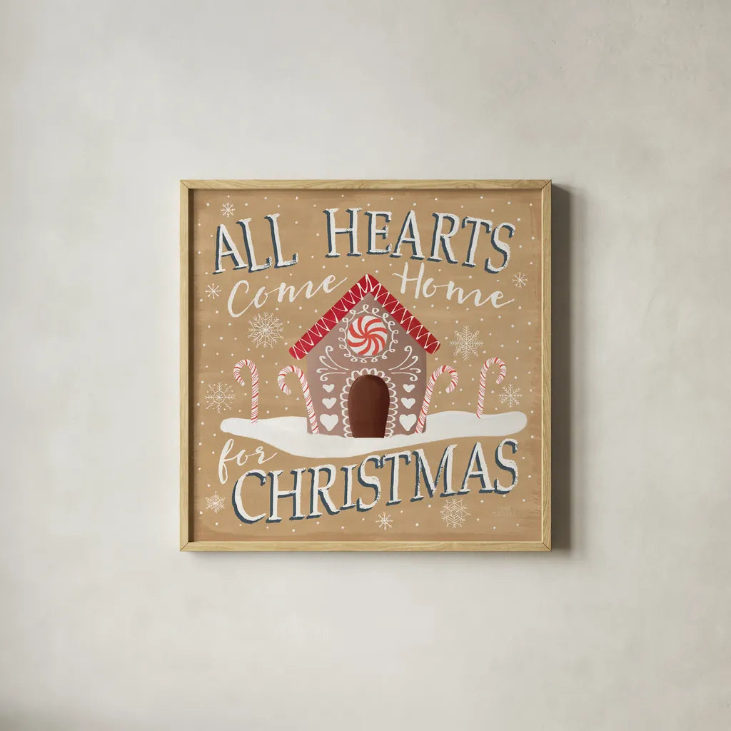 Christmas Cheer VII by Laura Marshall. Shown in a natural wood glass frame for a timeless modern aesthetic. Available as an archival giclee rolled canvas, fine art paper, or poster print. SKU 38771a.