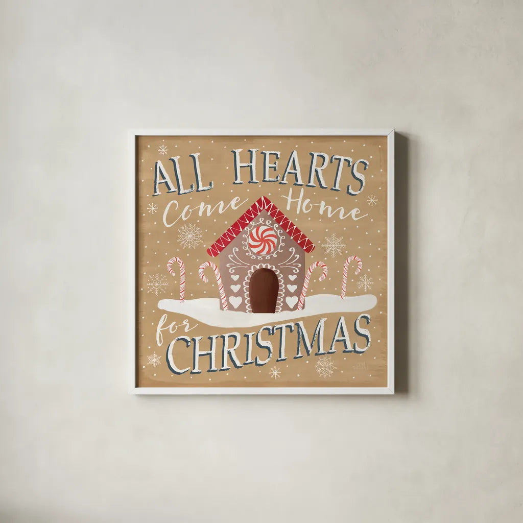 Christmas Cheer VII by Laura Marshall. Shown in a crisp white glass frame for a clean and minimalist style. Available as an archival giclee rolled canvas, fine art paper, or poster print. SKU 38771a.