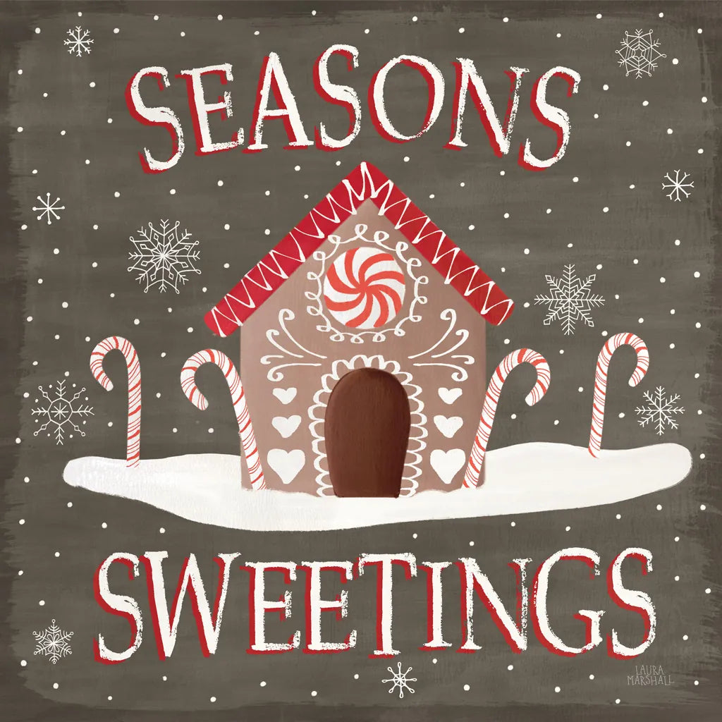 Christmas Cheer VII Seasons Sweetings by Laura Marshall. SKU 47939a. Archival Giclee Fine art print for wall decor.