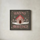 Christmas Cheer VII Seasons Sweetings by Laura Marshall. Shown in a sleek black glass frame for a contemporary gallery look. Available as an archival giclee rolled canvas, fine art paper, or poster print. SKU 47939a.